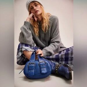 Free People Say Yes Blue Leather Bag
